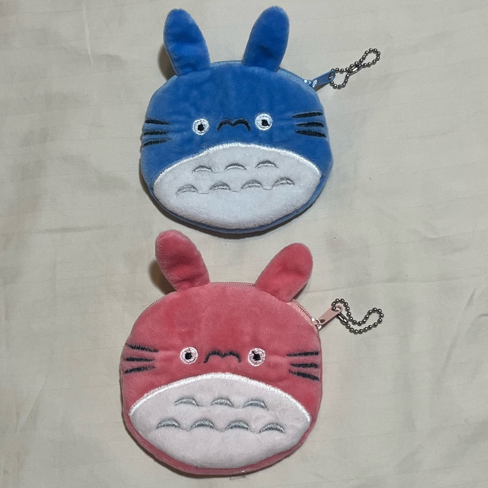 Blue and Pink Totoro Plush Coin Purses